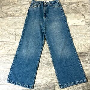 WHY7 Sun Wide Leg Flare High Waist Jeans From DENMARK Size 28 Blue Boho Retro